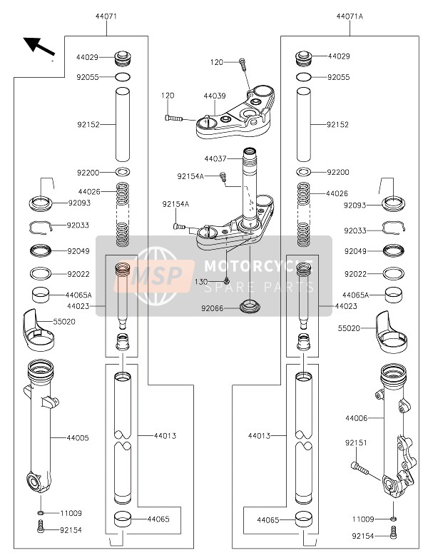 Kawasaki VULCAN S 2019 Fourche avant pour un 2019 Kawasaki VULCAN S