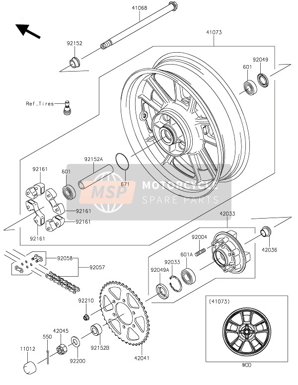 Kawasaki VULCAN S CAFE 2019 Hinterradnabe für ein 2019 Kawasaki VULCAN S CAFE