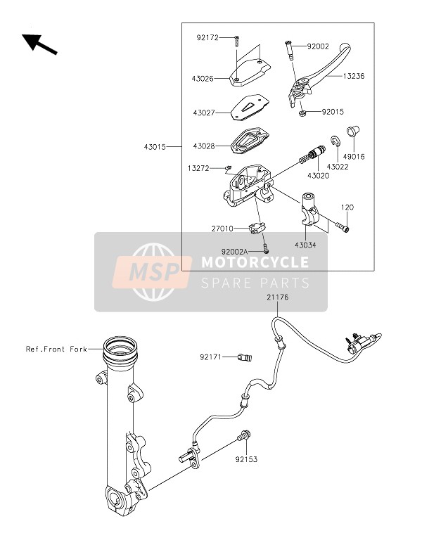 Kawasaki VULCAN S CAFE 2019 Hoofdremcilinder voor voor een 2019 Kawasaki VULCAN S CAFE