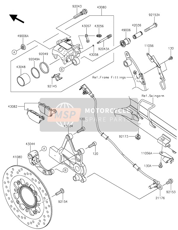 Kawasaki VULCAN S CAFE 2019 Bremse hinten für ein 2019 Kawasaki VULCAN S CAFE