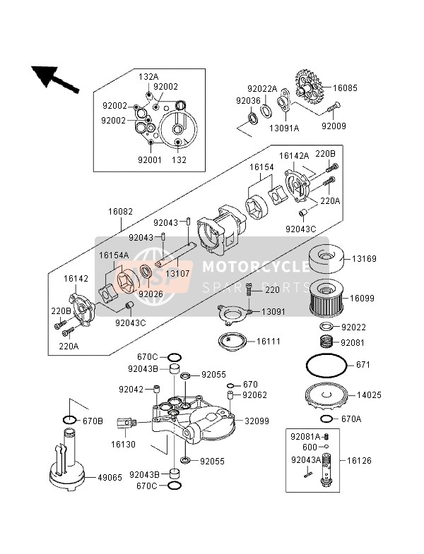 Kawasaki GPZ1100 ABS 1996 Oil Pump & Oil Filter for a 1996 Kawasaki GPZ1100 ABS