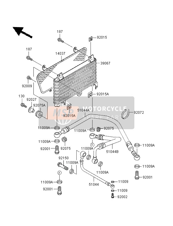 Kawasaki GPZ1100 ABS 1996 Refroidisseur d'huile pour un 1996 Kawasaki GPZ1100 ABS