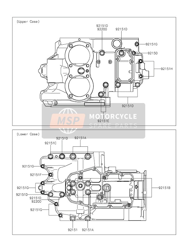 Kawasaki W800 STREET 2019 Modèle de boulon de carter pour un 2019 Kawasaki W800 STREET