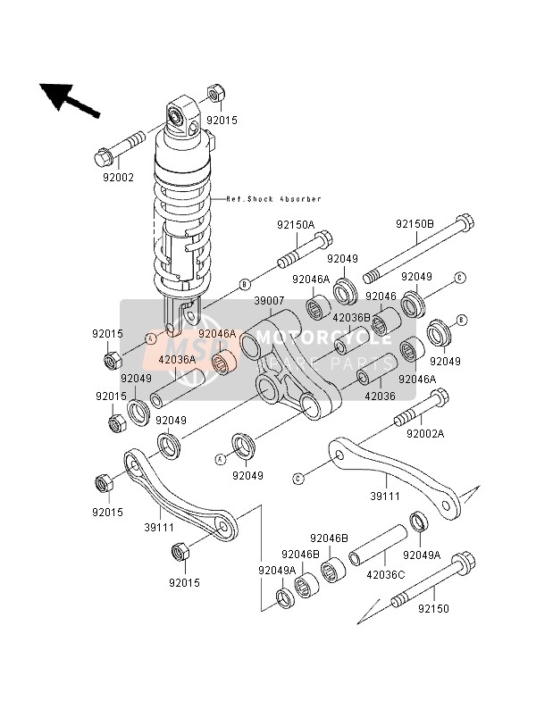 Kawasaki GPZ1100 ABS 1996 Sospensione posteriore per un 1996 Kawasaki GPZ1100 ABS