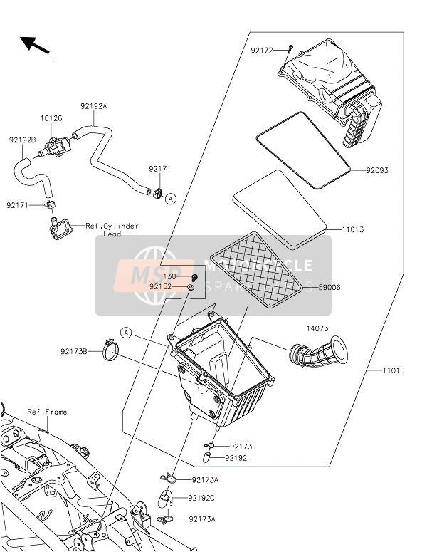 Kawasaki Z125 2019 Filtro de aire para un 2019 Kawasaki Z125