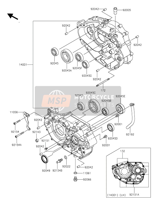 Kawasaki Z125 2019 Caja Del Cigüeñal para un 2019 Kawasaki Z125