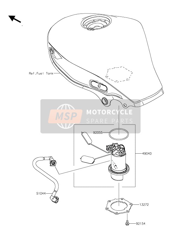 Kawasaki Z125 2019 Benzine pomp voor een 2019 Kawasaki Z125