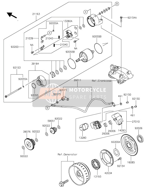 Kawasaki Z125 2019 Motor de arranque para un 2019 Kawasaki Z125