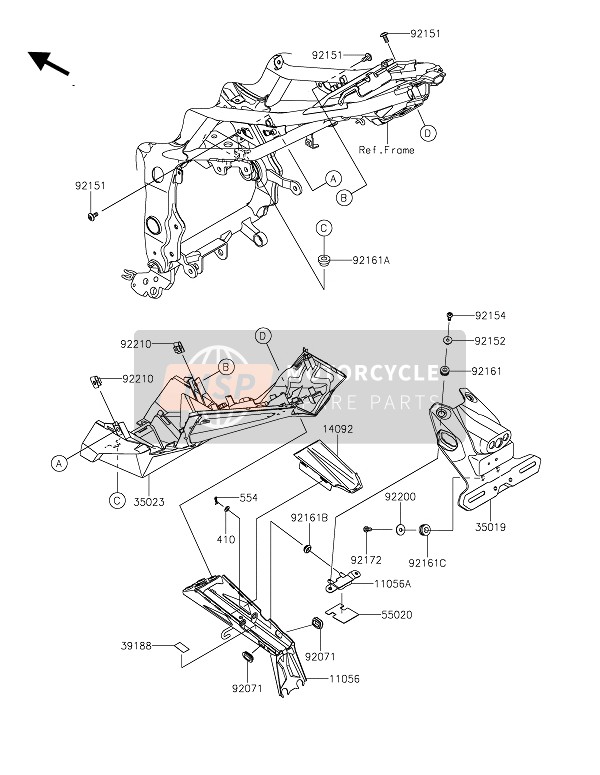 Kawasaki Z125 2019 HINTERE(R) KOTFLÜGEL für ein 2019 Kawasaki Z125