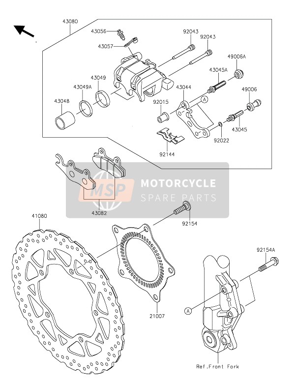 Kawasaki Z125 2019 Freno frontal para un 2019 Kawasaki Z125