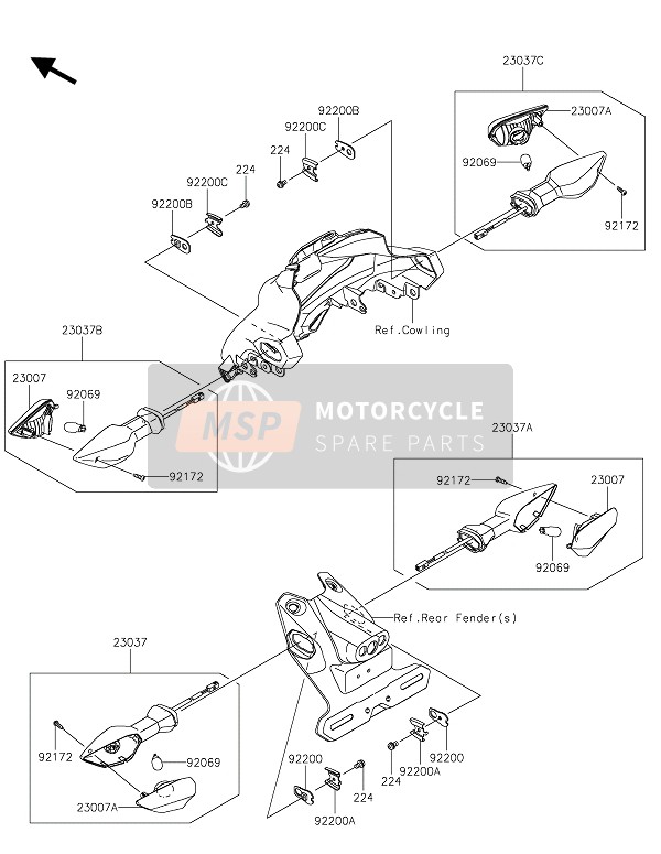 Kawasaki Z125 2019 BLINKER für ein 2019 Kawasaki Z125