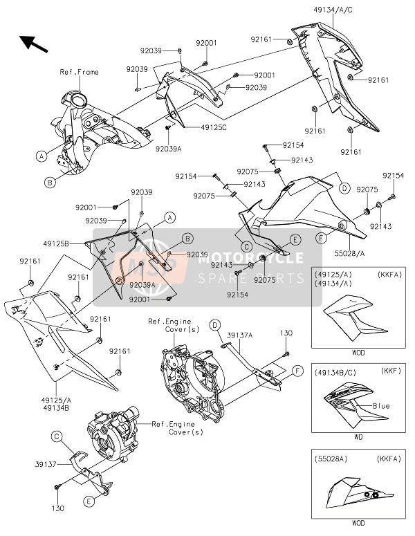 49134000340X, Shroud,Outer,Rh,P.F.S.White, Kawasaki, 2