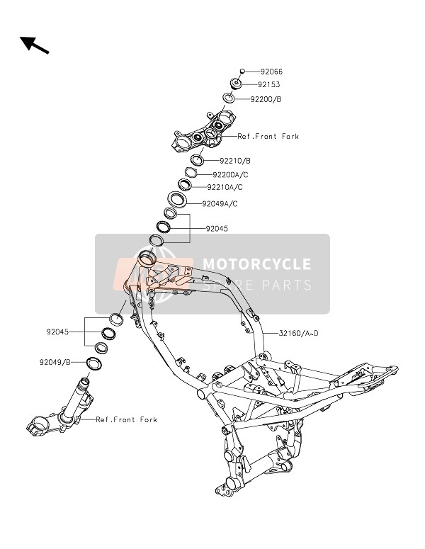 32160183354S, Telaio Anteriore, Kawasaki, 1