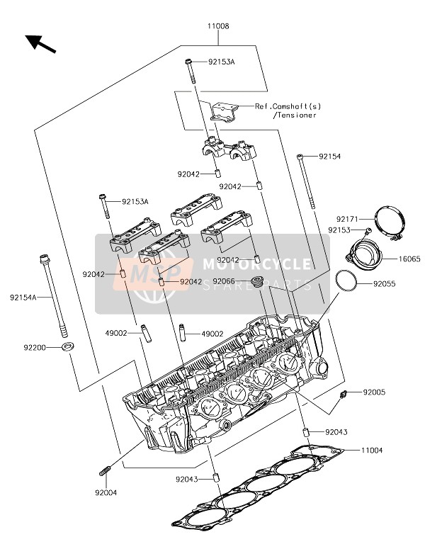 Kawasaki Z1000 2019 Cabeza de cilindro para un 2019 Kawasaki Z1000