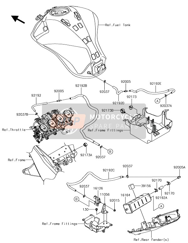 Kawasaki Z1000 2019 KRAFTSTOFF-VERDAMPFERSYSTEM für ein 2019 Kawasaki Z1000