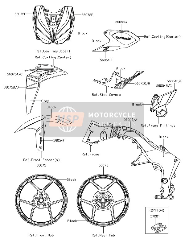 560757232, Pattern,Shroud,Rh,Upp, Kawasaki, 0