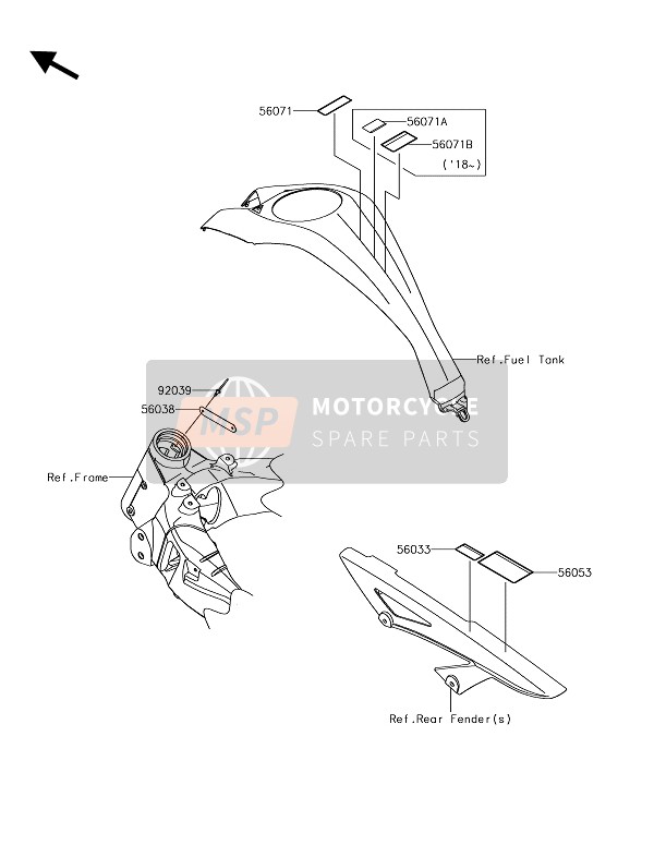 Kawasaki Z1000R 2019 ETIKETTEN für ein 2019 Kawasaki Z1000R