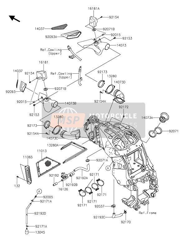 Kawasaki 1400GTR 2020 Filtro dell'aria per un 2020 Kawasaki 1400GTR