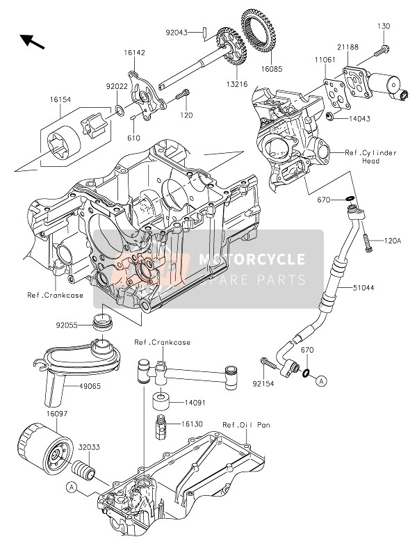 Kawasaki 1400GTR 2020 Bomba de aceite para un 2020 Kawasaki 1400GTR