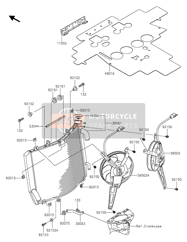 Kawasaki 1400GTR 2020 Radiador para un 2020 Kawasaki 1400GTR