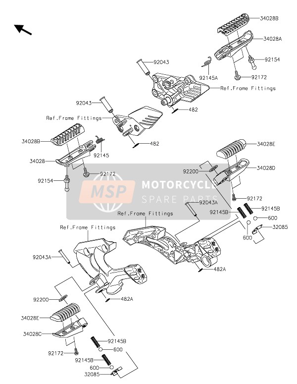 Kawasaki 1400GTR 2020 FOOTRESTS for a 2020 Kawasaki 1400GTR