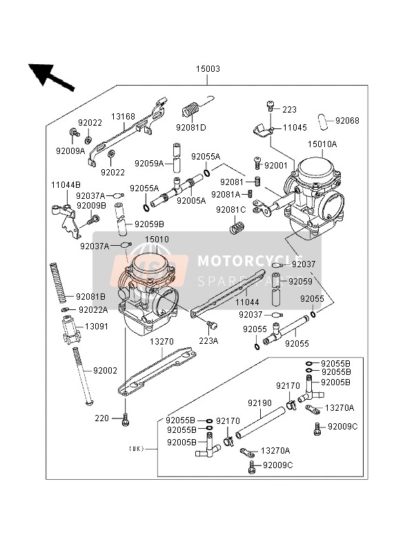 Kawasaki GPZ500S (UK) 1996 Carburettor for a 1996 Kawasaki GPZ500S (UK)