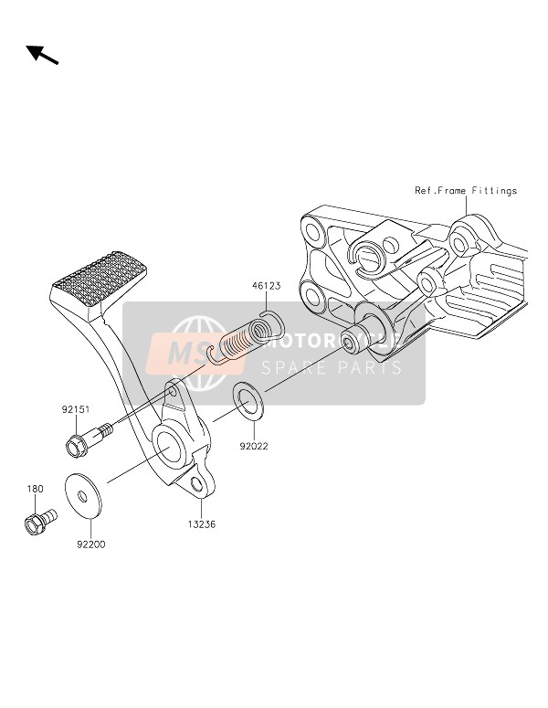 Kawasaki 1400GTR 2020 Pedale del freno per un 2020 Kawasaki 1400GTR