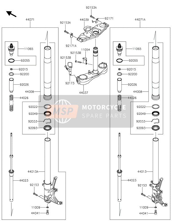 Kawasaki 1400GTR 2020 Fourche avant pour un 2020 Kawasaki 1400GTR