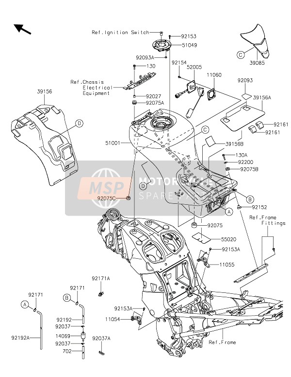 Kawasaki 1400GTR 2020 Benzinetank voor een 2020 Kawasaki 1400GTR