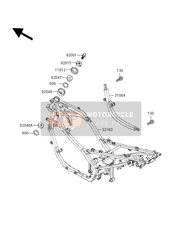 Kawasaki GPZ500S (UK) 1996 Frame for a 1996 Kawasaki GPZ500S (UK)