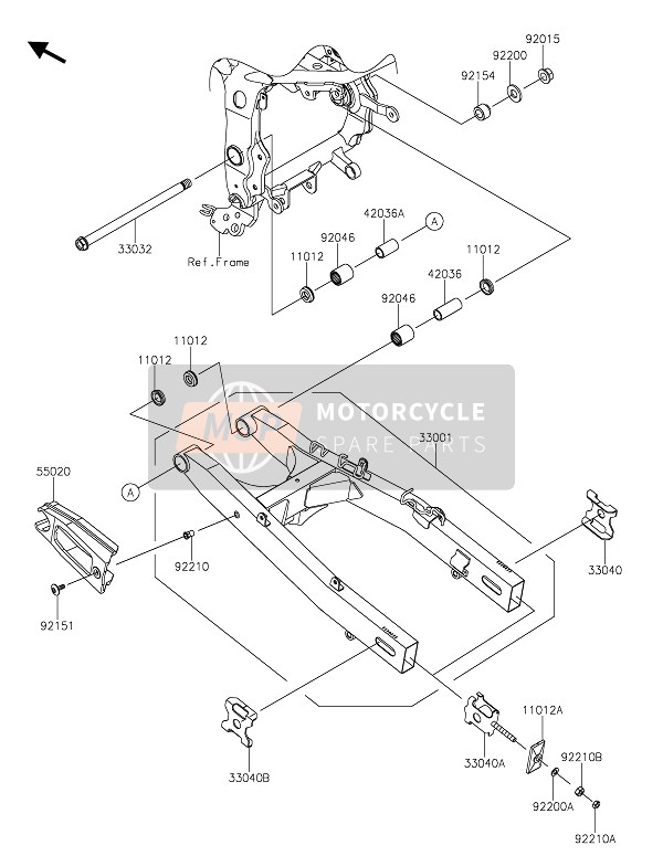 Kawasaki NINJA 125 2020 Basculante para un 2020 Kawasaki NINJA 125