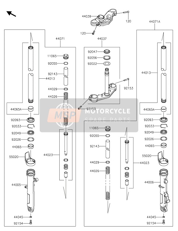 Kawasaki NINJA 400 2020 VORDERRADGABEL für ein 2020 Kawasaki NINJA 400