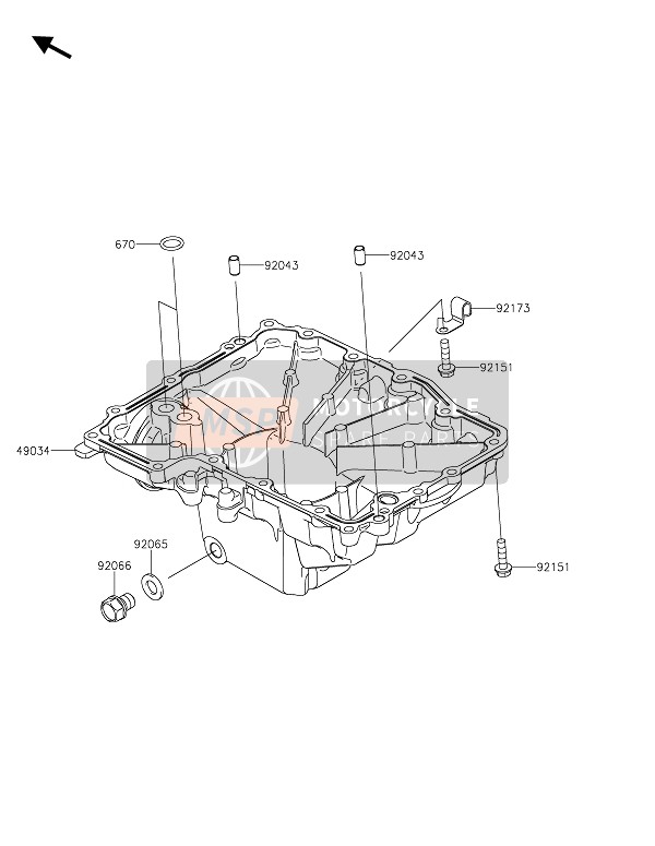 Kawasaki NINJA 1000SX 2020 Olie Pan voor een 2020 Kawasaki NINJA 1000SX