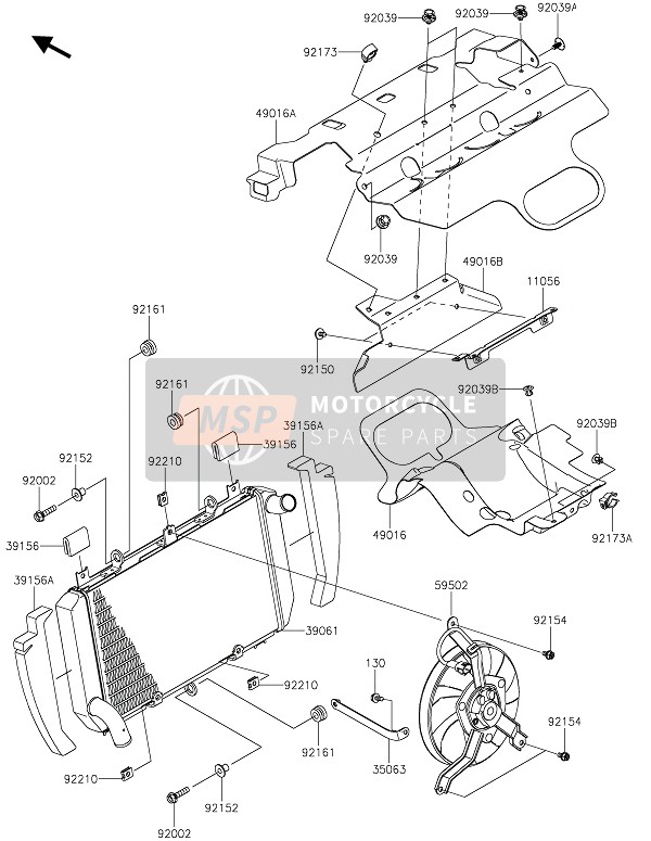 Kawasaki NINJA 1000SX 2020 Radiator voor een 2020 Kawasaki NINJA 1000SX