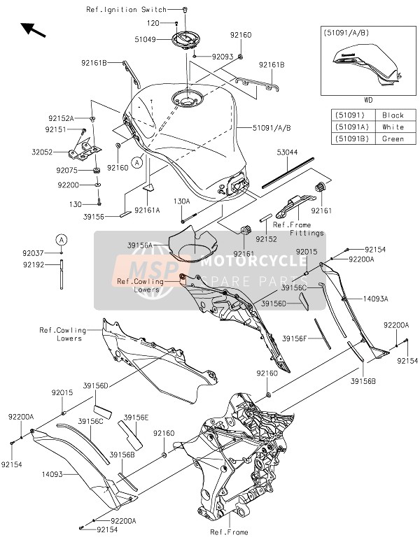 51091505917K, TANK-COMP-FUEL,M.D.Black, Kawasaki, 0