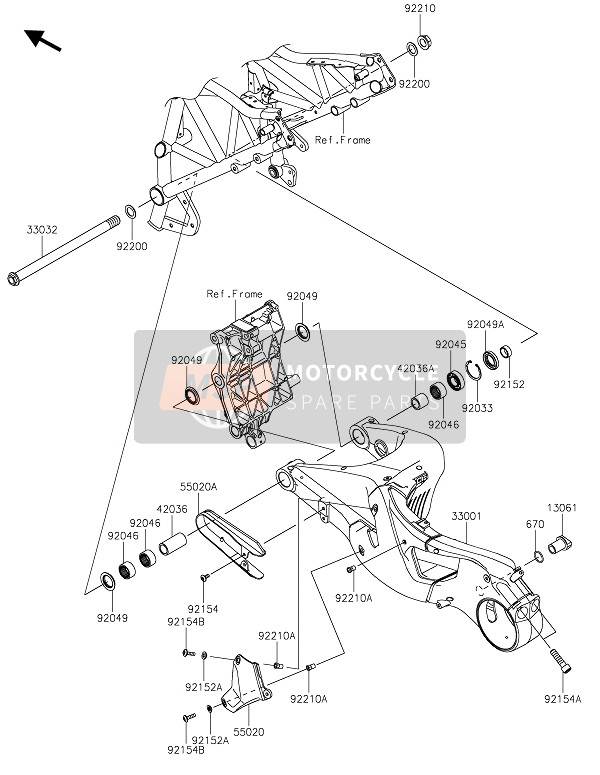 Kawasaki NINJA H2 SX 2020 SWINGARM for a 2020 Kawasaki NINJA H2 SX