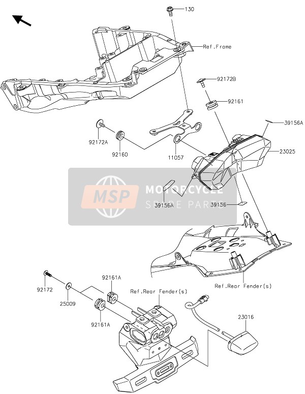 Kawasaki NINJA H2 SX 2020 Fanale Posteriore(S) per un 2020 Kawasaki NINJA H2 SX