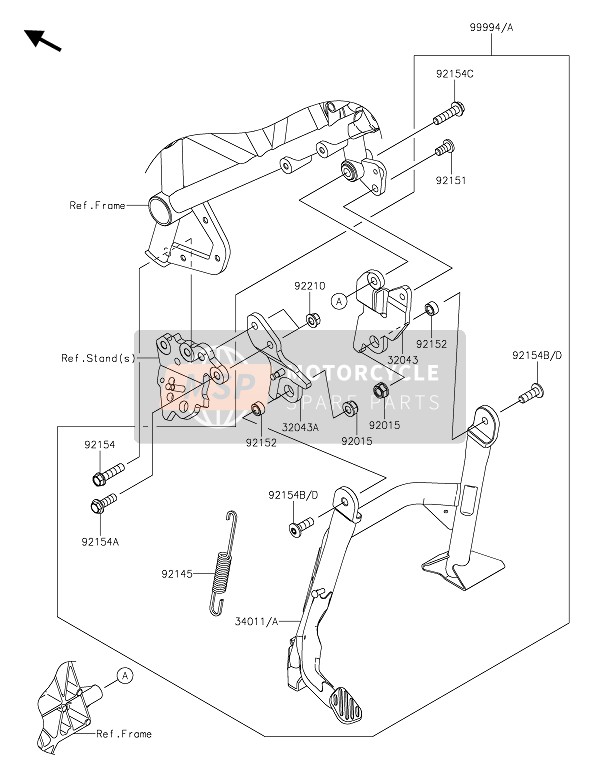 Kawasaki NINJA H2 SX 2020 Accessorio (Cavalletto centrale) per un 2020 Kawasaki NINJA H2 SX