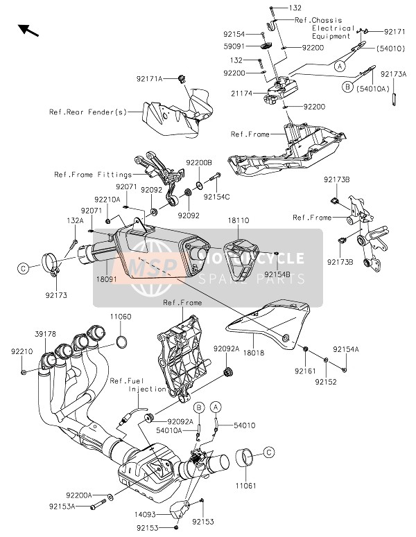 Kawasaki NINJA H2 SX SE+ 2020 SCHALLDÄMPFER für ein 2020 Kawasaki NINJA H2 SX SE+