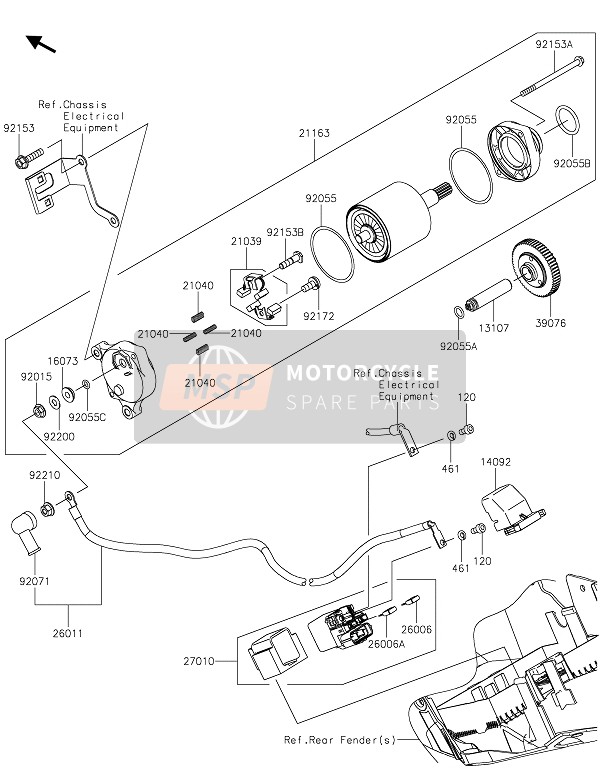 Kawasaki NINJA H2 SX SE+ 2020 Démarreur pour un 2020 Kawasaki NINJA H2 SX SE+