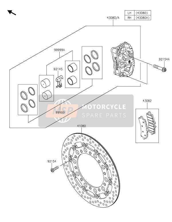 Kawasaki NINJA H2 SX SE+ 2020 Frein avant pour un 2020 Kawasaki NINJA H2 SX SE+