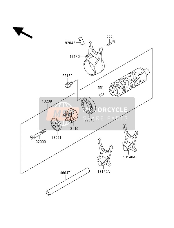 Gear Change Drum & Shift Fork