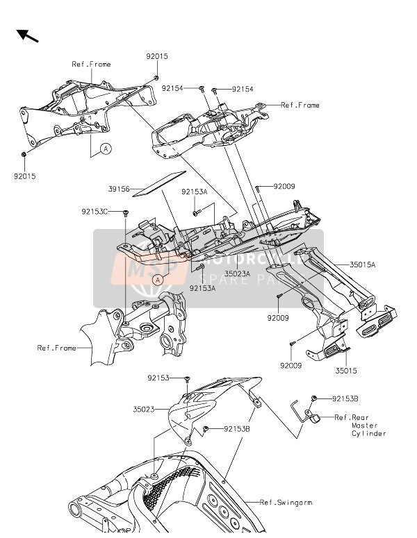 Kawasaki NINJA ZX-6R 2020 Achterspatbord(S) voor een 2020 Kawasaki NINJA ZX-6R