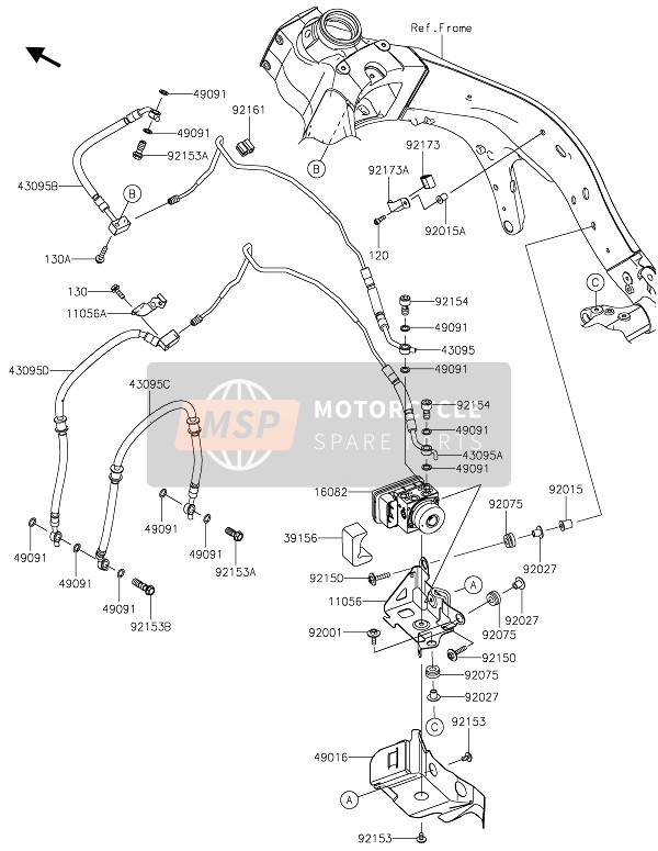 Kawasaki NINJA ZX-6R 2020 Remleidingen voor een 2020 Kawasaki NINJA ZX-6R