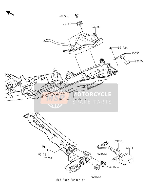 Kawasaki NINJA ZX-6R 2020 Achterlicht(S) voor een 2020 Kawasaki NINJA ZX-6R