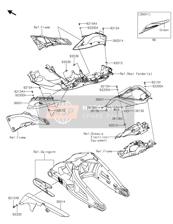 Kawasaki NINJA ZX-10R 2020 Couvertures latérales & Couverture de chaîne pour un 2020 Kawasaki NINJA ZX-10R
