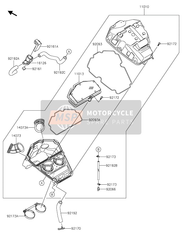 Kawasaki VERSYS 650 2020 Luchtfilter voor een 2020 Kawasaki VERSYS 650