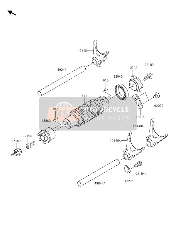 Kawasaki VERSYS 650 2020 GEAR CHANGE DRUM & SHIFT FORK(S) for a 2020 Kawasaki VERSYS 650