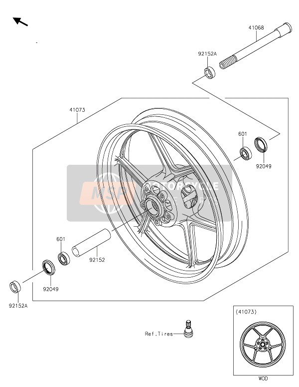 Kawasaki VERSYS 650 2020 FRONT HUB for a 2020 Kawasaki VERSYS 650