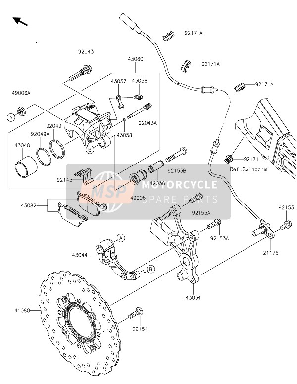 Kawasaki VERSYS 650 2020 Freno trasero para un 2020 Kawasaki VERSYS 650